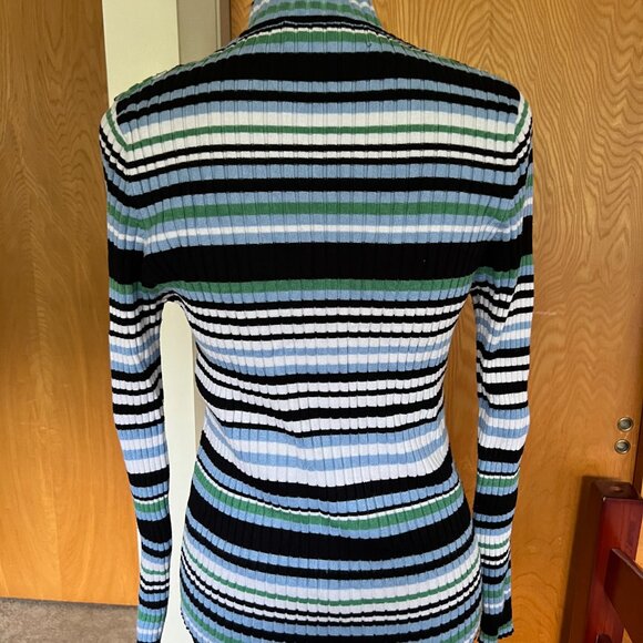 Knit Striped Long Sleeve Sweater Top Size L - Picture 3 of 4